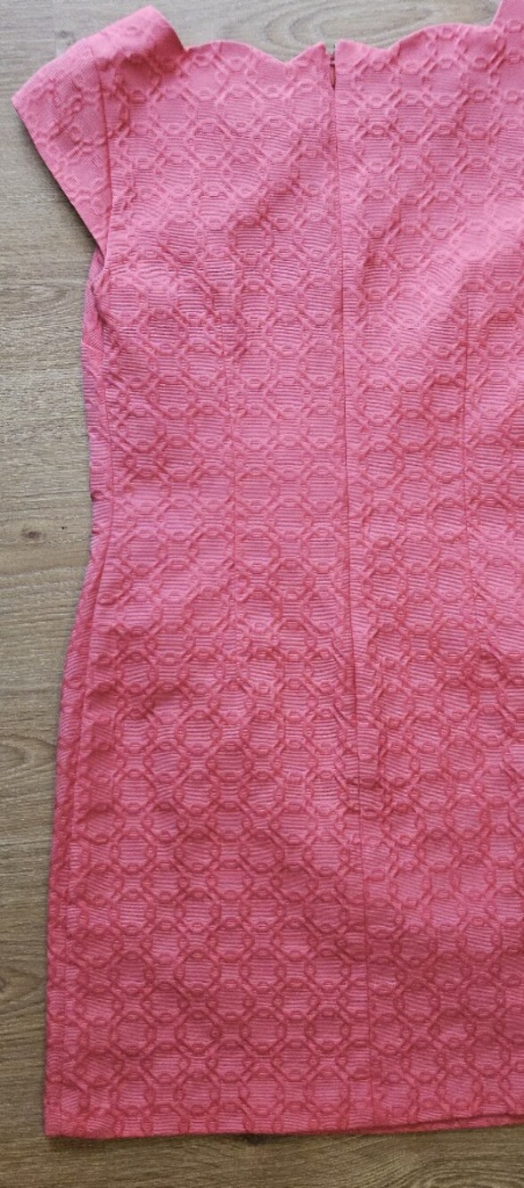 Liz Claiborne Coral Textured Jacquard Mod Sheath Dress Size 8 #C1 - Picture 4 of 7